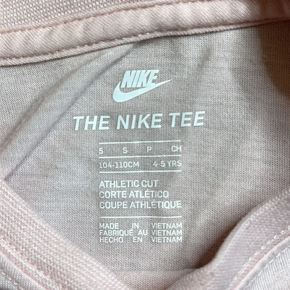 Nike Shirt Girls size 5 Pink Gold Short Sleeve shirt athletic Nike air